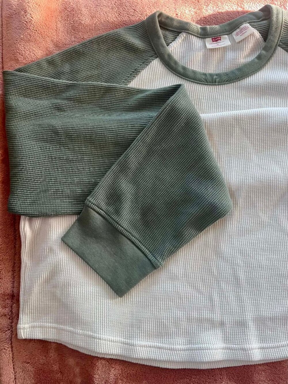 Levi's Standard Fit Long Sleeve Green & White, XL